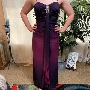 Purple prom dress.